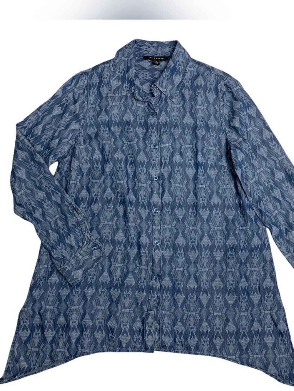 Zac & Rachel ikat chambray drape button down - L